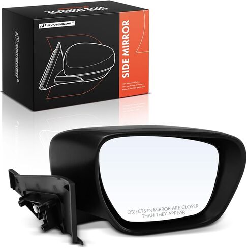 A-Premium Passenger Side Power Door Mirror Compatible with Mazda 5 2006 2007 2008 2009 2010 - Non-Heated Power Folding Smooth Black Outside Rear View Mirror in Kuwait