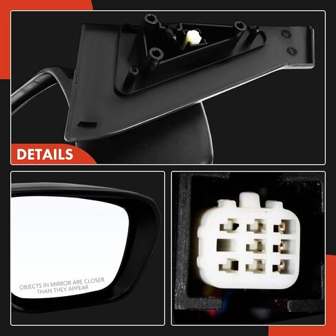 A-Premium Passenger Side Power Door Mirror Compatible with Mazda 5 2006 2007 2008 2009 2010 - Non-Heated Power Folding Smooth Black Outside Rear View Mirror in Kuwait