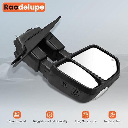 Right Passenger Side Mirror Fits for Ford F250 F350 F450 F600 2023 2024 Support Power Heated Glass Adjust with Turn Signal Light Temperature Sensor BSM Signal Light Manual Folding in Saudi Arabia