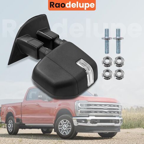 Right Passenger Side Mirror Fits for Ford F250 F350 F450 F600 2023 2024 Support Power Heated Glass Adjust with Turn Signal Light Temperature Sensor BSM Signal Light Manual Folding in Saudi Arabia