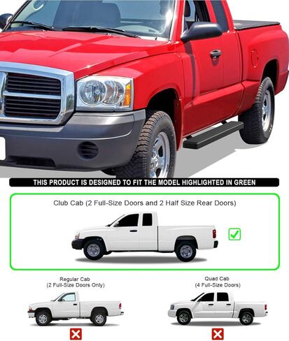 Tuxtreme Running Boards 5 inches Matte Black Compatible with Dodge Dakota 2005-2011 Club Cab Stainless Steel (Nerf Bars Side Steps Side Bars) in Saudi Arabia