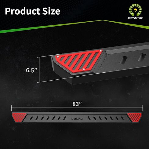 AUTOSAVER88 6.5 Inch Running Boards Compatible with 2005-2023 Tacoma Double Cab, Steel Side Step, Black and Red Step Bars Nerf Bars in Kuwait