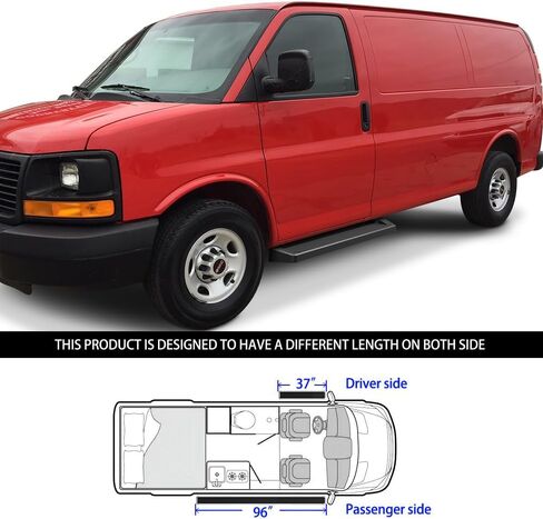 HD Ridez Running Board 6" Black Compatible with Chevy Express GMC Savana 1500 2500 3500 2003-2026 Full Size Van 3-Door (Nerf Bar Side Steps Side Bars) in Kuwait