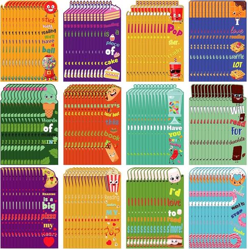 Fainne 144 Pieces Scented Scratch and Sniff Bookmarks for Kids Snack Fruit Scented Bookmarks Funny Classroom Smelly Bookmark for Students Teenager School Office Home, 12 Style in Kuwait
