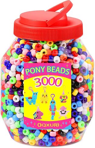 Pony Beads 3000pcs Beads Bulk for Bracelets 12 Colors Assorted Kandi Beads Kit for Jewelry Making Hair Braiding Kandi Friendship Bracelet Craft DIY Making with String Gifts in Saudi Arabia