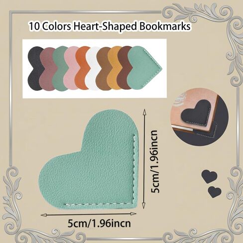 10Pcs Leather Heart Bookmarks,Cute Bookmarks for Women Handmade,School, Teachers, Students and Book Reading Lovers, Office and Home Supplies in Saudi Arabia