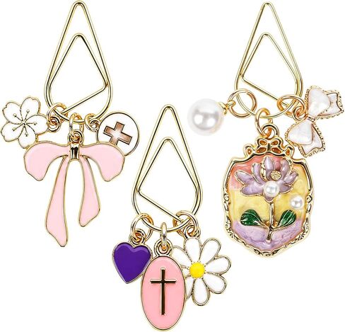 Wxiben Bible Paper Clip Bookmark - 3 Pcs Christian Metal Paperclip Pen Holder Book Mark with Charms Faith Page Marker Planner Decorative Paper Clips Gifts for Women Reading Book Lover Accessories in Kuwait