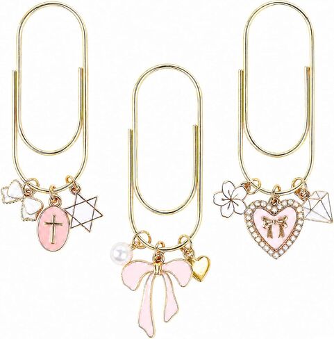 Wxiben Bible Paper Clip Bookmark - 3 Pcs Christian Metal Paperclip Pen Holder Book Mark with Charms Faith Page Marker Planner Decorative Paper Clips Gifts for Women Reading Book Lover Accessories in Kuwait