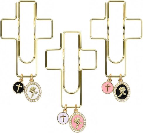 Wxiben Bible Paper Clip Bookmark - 3 Pcs Christian Metal Paperclip Pen Holder Book Mark with Charms Faith Page Marker Planner Decorative Paper Clips Gifts for Women Reading Book Lover Accessories in Kuwait