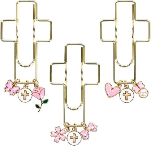 Wxiben Bible Paper Clip Bookmark - 3 Pcs Christian Metal Paperclip Pen Holder Book Mark with Charms Faith Page Marker Planner Decorative Paper Clips Gifts for Women Reading Book Lover Accessories in Kuwait