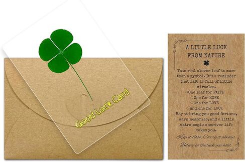 Laminated Real Four-Leaf Clover Bookmark, Irish Shamrock Lucky Charm Credit Card Size for Wallet Phone Case Amulet Purse Pocket, St. Patrick’s Day Gift (Good Luck) in Saudi Arabia