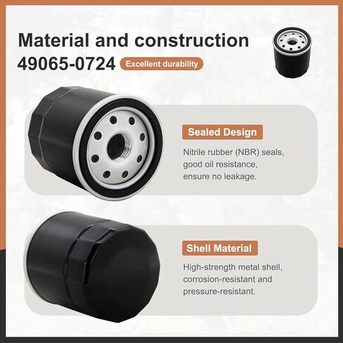 49065-0724 Oil Filter Compatible with Kawasaki 49065-7010 Club Car 1016467 Kubota T1460 T1560 T1700H T1770 T1870 Yamaha MX775 MX800 MX825 Engine Models - 4 Pack in Kuwait