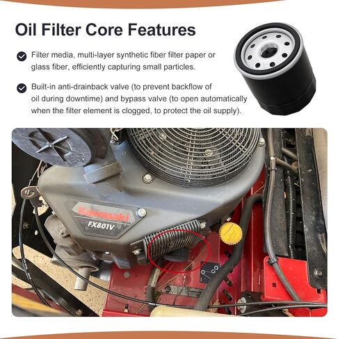 49065-0724 Oil Filter Compatible with Kawasaki 49065-7010 Club Car 1016467 Kubota T1460 T1560 T1700H T1770 T1870 Yamaha MX775 MX800 MX825 Engine Models - 4 Pack in Kuwait