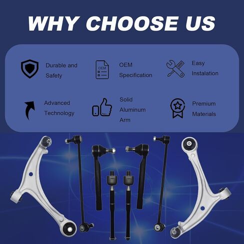 8pcs Lower Control Arm Assembly Front Suspension Kits Tie Rod Ends Stabilizer Sway Bar Links for Honda Odyssey 2005 2006 2007 2008 2009 2010 in Saudi Arabia
