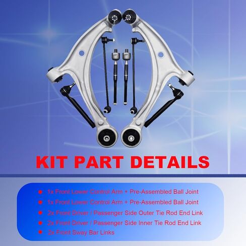 8pcs Lower Control Arm Assembly Front Suspension Kits Tie Rod Ends Stabilizer Sway Bar Links for Honda Odyssey 2005 2006 2007 2008 2009 2010 in Saudi Arabia