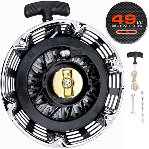 Brilliant Chrome Pull Start Recoil Starter for Predator 420cc 13HP Engine, w/ 49cc Modified Sticker, Smooth Pull Start Upgrade, Mini Bike Go Kart Pull Cord Start Assembly in Saudi Arabia