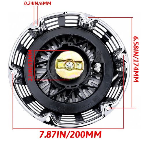 Brilliant Chrome Pull Start Recoil Starter for Predator 420cc 13HP Engine, w/ 49cc Modified Sticker, Smooth Pull Start Upgrade, Mini Bike Go Kart Pull Cord Start Assembly in Saudi Arabia