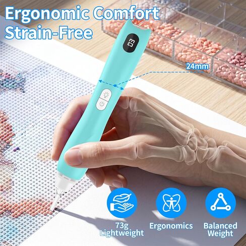 LEACUBER Electric Diamond Painting Pen with Light for Diamond Art Kit for Adults, 3 Brightness Levels, 3-Speed Wireless & Rechargeable Vacuum Pen for Diamond Painting DIY Accessories and Tools (Blue) in Saudi Arabia