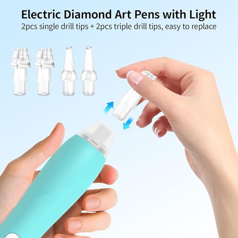 LEACUBER Electric Diamond Painting Pen with Light for Diamond Art Kit for Adults, 3 Brightness Levels, 3-Speed Wireless & Rechargeable Vacuum Pen for Diamond Painting DIY Accessories and Tools (Blue) in Saudi Arabia