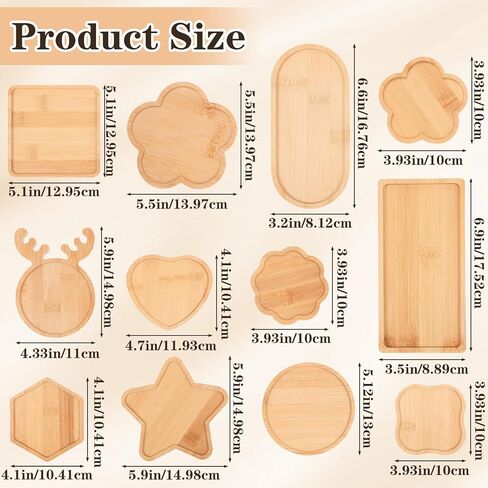 mekueeex 12pcs Mosaic Tiles for Crafts Wooden Coaster Bases Set, Mosaic Kits for Adults DIY Home Decor, Mosaic Kit with Bamboo Shapes for Glass Tile Art Projects, Round Square Hexagon Heart Star Deer in Kuwait