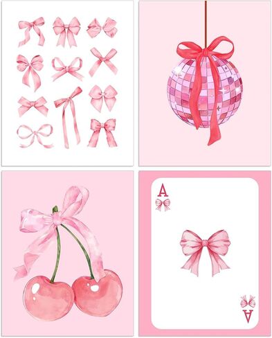 Prospura 4 Pcs Pink Diamond Art Kits,5D Charming Bow Diamond Painting DIY for Adult,Trendy Coquette Vintage Preppy Room Bedroom Decor,10x11.8 Inch in Saudi Arabia