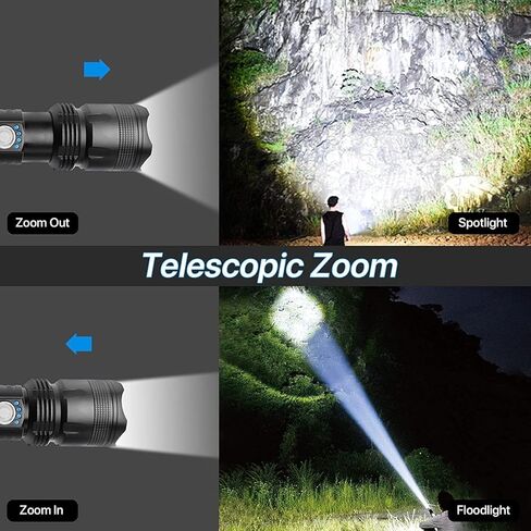 Rechargeable Flashlights High Lumens, 990,000 Lumens Super Bright LED Flash Light, 5 Modes, IPX6 Waterproof Handheld Flash Light for Home, Emergencies, Camping in Saudi Arabia