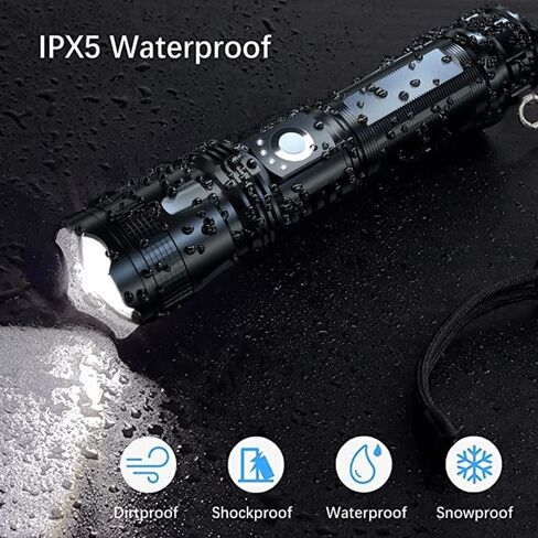 Rechargeable Flashlights High Lumens, 990,000 Lumens Super Bright LED Flash Light, 5 Modes, IPX6 Waterproof Handheld Flash Light for Home, Emergencies, Camping in Saudi Arabia