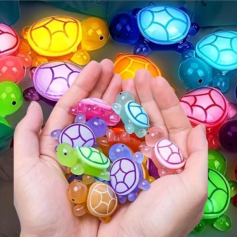 50pcs Luminous Mini Resin Turtles Glow in The Dark Tiny Sea Turtle Figures to Hide Small Ocean Animal for Micro Landscape Fairy Garden DIY Miniature Dollhouse Home Decor Party Favers（Mixed-Color） in Kuwait