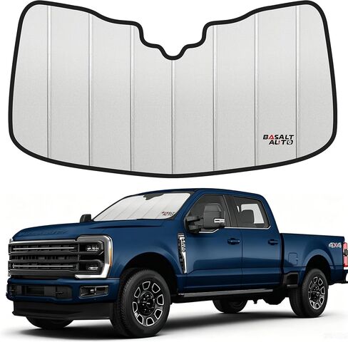 2023-2024 F250 F350 Super Duty Windshield Sun Shade Compatible for 2023-2024 Ford F250/F350/F450/F550/F600 Super Duty Front Upgraded 6 Layers Accordion-Folding Front Sun Visor with Storage Bag in Saudi Arabia