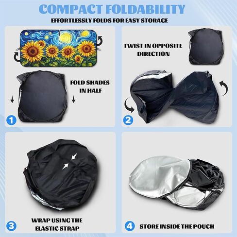 Sunflower Car Windshield Sunshades Starry Night Blue Swirl Sky Botanical Front Window Sun Shade Blocks UV Rays Sun Visor Protector for Car Sedan Truck SUV Accessories 59" L x 31.5" W in Saudi Arabia