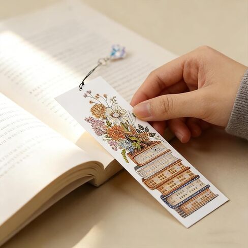 4 Pack Book and Flower Diamond Painting Bookmarks Kits,Books Diamond Painting Bookmarker with Pendant,Crystal Rhinestones Painting Bookmark,Romantic Artsy Bookmark,DIY Handmade Crafts for Book Lover in Saudi Arabia