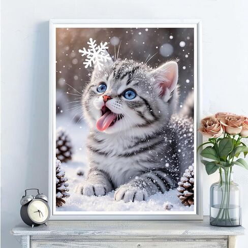 5D Diamond Art Kits for Adults - DIY Cat Diamond Painting Kits, Full Round Drill - Crystal Embroidery Cross Stitch Craft for Wall Decor Christmas Gifts - 12x16 Inch A894 in Kuwait
