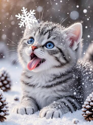5D Diamond Art Kits for Adults - DIY Cat Diamond Painting Kits, Full Round Drill - Crystal Embroidery Cross Stitch Craft for Wall Decor Christmas Gifts - 12x16 Inch A894 in Kuwait