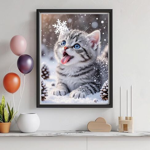 5D Diamond Art Kits for Adults - DIY Cat Diamond Painting Kits, Full Round Drill - Crystal Embroidery Cross Stitch Craft for Wall Decor Christmas Gifts - 12x16 Inch A894 in Kuwait