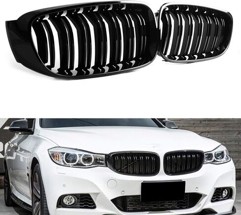 For BMW 3 Series GT/F34 2013-2019 Shiny Black Front Kidney Grille Grill Double Line in Saudi Arabia