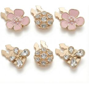 6 Pcs Premium Button Covers Set for Women Shirt Blouse Cuff, Flower Butterfly Crystal Shape No Sew Detachable Decorative Pins for Tux Suit Dress in Saudi Arabia
