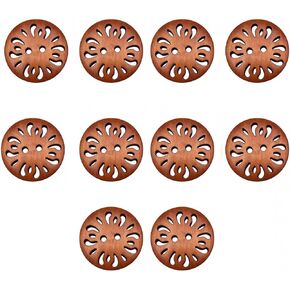 GLRXMX 10Pcs 2 Hole Flower Craft Sewing Buttons Handmade Wooden Round Buttons for Clothing DIY Decoration (Natural Wood Color, 15MM) in Saudi Arabia