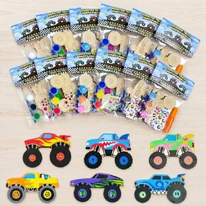 هدايا حفلات Monster Truck للأطفال - 12 عبوة من مجموعات أدوات الرسم اليدوية لشاحنة Monster Truck المعبأة مسبقًا، وحشو حقائب هدايا عيد الميلاد، ومستلزمات حفلات الشاحنات، والهدايا والجوائز للأولاد والبنات من سن 4 إلى 8 سنوات in Kuwait