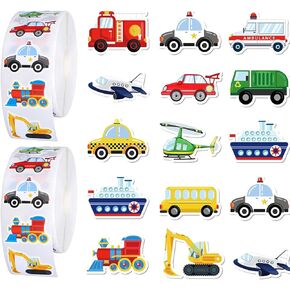 1000PCS Transportation Stickers, Vehicle Stickers, Car Bus Truck Self-Adhesive Sticker, Toddler Party Favors School Reward Water Bottle Scrapbook Craft in Kuwait