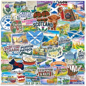 200PCS Scotland Stickers, Waterproof Vinyl Travel Sticker Pack with 100 Unique Designs for Water Bottles Laptops Scrapbooks Journals, Scotland Vacation Decals in Saudi Arabia
