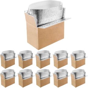 10 Pack Double Insulated Shipping Boxes, Reusable Shipping Box with Aluminum Foil Liner, Thermal Insulation Cold Pack Mailing Boxes with Insulated Bags for Frozen Food, 9.1 x 5.1 x 6.3 Inch in Saudi Arabia