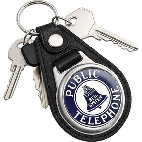 Brotherhood Public Telephone Bell Systems Vintage Telephone Sign Rotary Phone Vintage Style Round Keychain Key Holder Key Ring For Men Heavy Duty Car Keyring For Men and Women in Saudi Arabia
