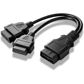 1 PC OBD2 Splitter, 1 Male to 2 Female 16-pin Y-shaped Extension Cable, Plug and Play Diagnostic Adapter, Universal for Most Vehicles (Black) in Saudi Arabia