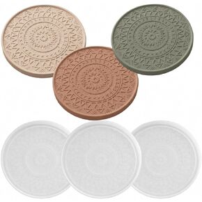 Round Coaster Silicone Mold Set, 3 Pack, 4 Inch Circle Molds for Resin, Concrete, Plaster & Candle Making, DIY Home Decor in Saudi Arabia