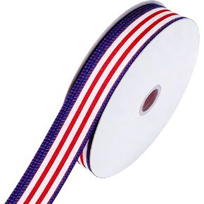 Songye Patriotic Wired Ribbon 1 Inch x 20 Yards, Red White Blue Striped Ribbon for 4th of July, Memorial Day, Independence Day, Gift Wrapping, Bow Making, Wreaths, DIY Crafts in Saudi Arabia
