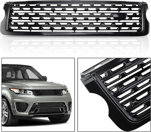 PartsFlow Front Upper Grill Glossy Black Grille Compatible with 2013-2017 Land Rover Range Rover Sport Replaces LR052715 in Kuwait