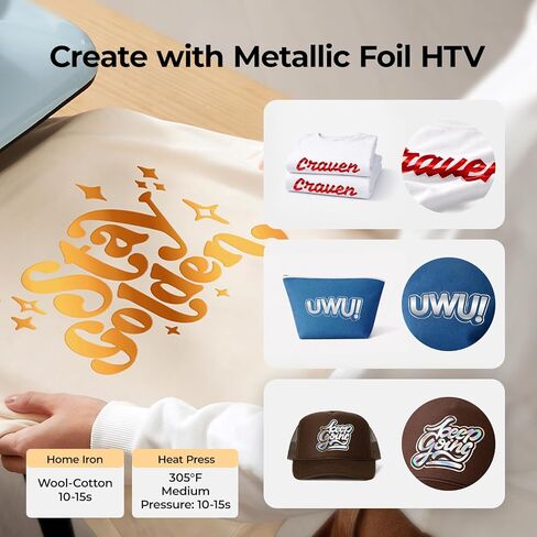 HTVRONT Silver Metallic HTV Vinyl - 12"x 5ft Silver Iron on Vinyl Roll, Heat Transfer Vinyl for All Cutting Machines, Easy to Cut & Weed for T-Shirts & Custom Heat Vinyl Designs in Kuwait