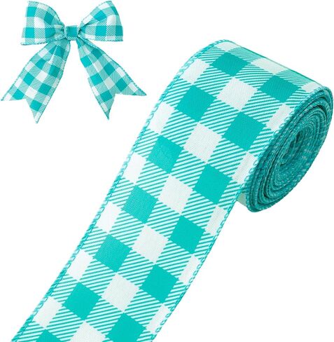 Pink and White Gingham Ribbon Spring Wired Ribbon 2.5 Inch Pink Buffalo Plaid Checkered Ribbon 10 Yards for Gift Wrapping DIY Crafts Wreath Bouquet Baby Shower Spring Summer Party Home Decor in Saudi Arabia