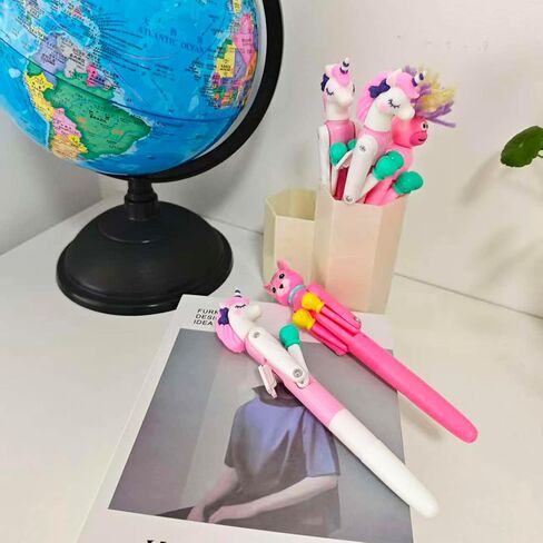 3 Pcs Boxing Pens Boxing Unicorn Pen Fighting Cat fun Hair Plush Hair Toppers Novelty Animal Boxer with Pink Looking Stationeries in Saudi Arabia