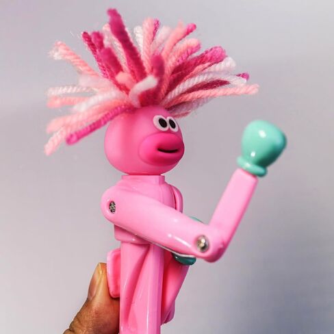 3 Pcs Boxing Pens Boxing Unicorn Pen Fighting Cat fun Hair Plush Hair Toppers Novelty Animal Boxer with Pink Looking Stationeries in Saudi Arabia